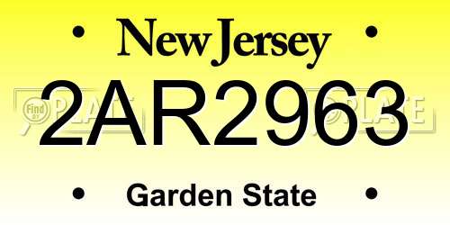 2AR2963 New Jersey License Plate