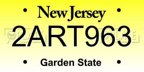 2ART963 New Jersey License Plate