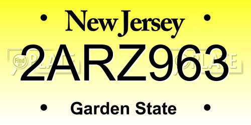 2ARZ963 New Jersey License Plate