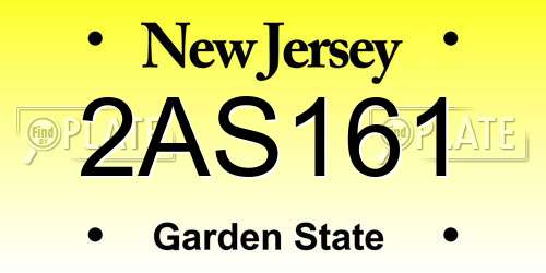 2AS161 New Jersey License Plate