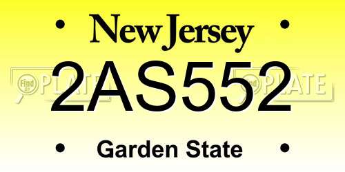 2AS552 New Jersey License Plate