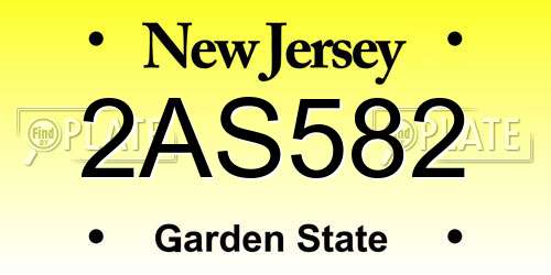 2AS582 New Jersey License Plate