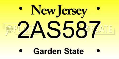 2AS587 New Jersey License Plate