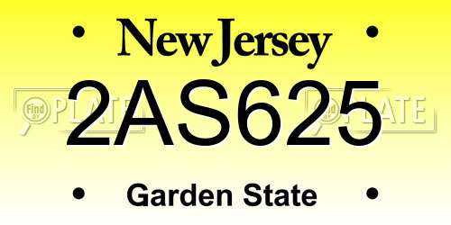2AS625 New Jersey License Plate