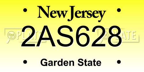 2AS628 New Jersey License Plate