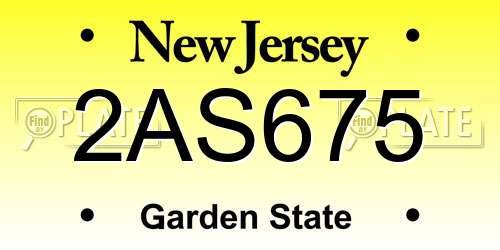 2AS675 New Jersey License Plate