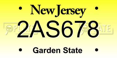 2AS678 New Jersey License Plate