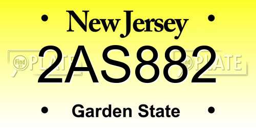 2AS882 New Jersey License Plate