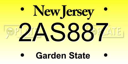 2AS887 New Jersey License Plate