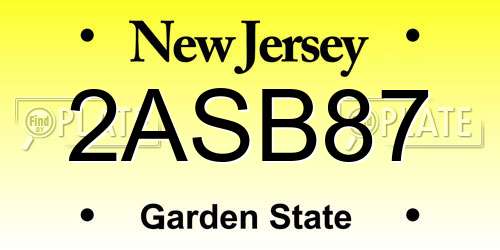 2ASB87 New Jersey License Plate