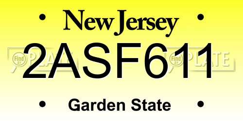 2ASF611 New Jersey License Plate