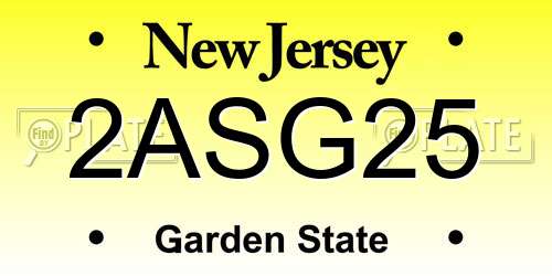 2ASG25 New Jersey License Plate