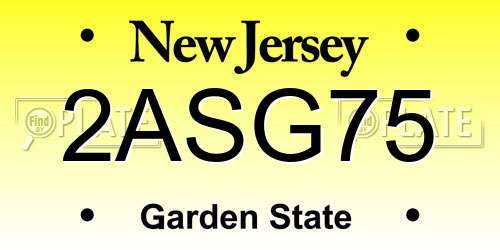 2ASG75 New Jersey License Plate