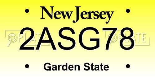 2ASG78 New Jersey License Plate