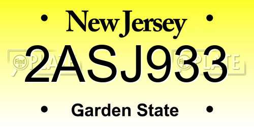 2ASJ933 New Jersey License Plate