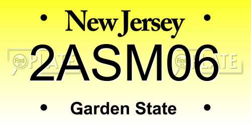 2ASM06 New Jersey License Plate