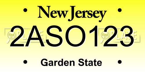 2ASO123 New Jersey License Plate