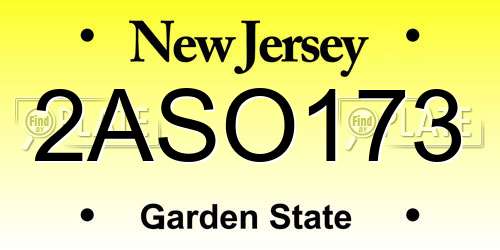 2ASO173 New Jersey License Plate