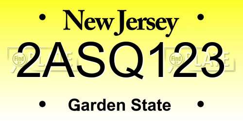 2ASQ123 New Jersey License Plate
