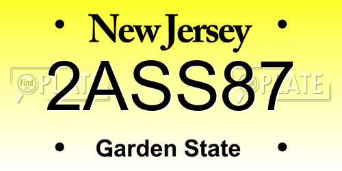 2ASS87 New Jersey License Plate