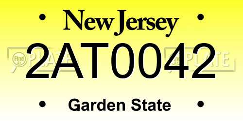 2AT0042 New Jersey License Plate