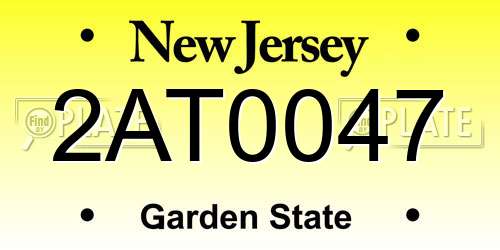 2AT0047 New Jersey License Plate
