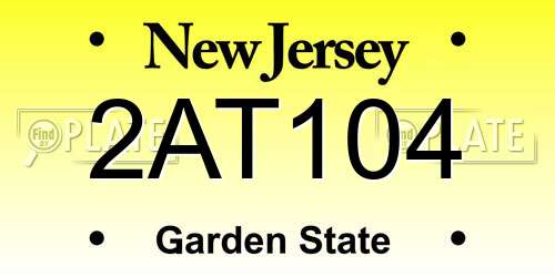 2AT104 New Jersey License Plate