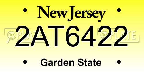 2AT6422 New Jersey License Plate