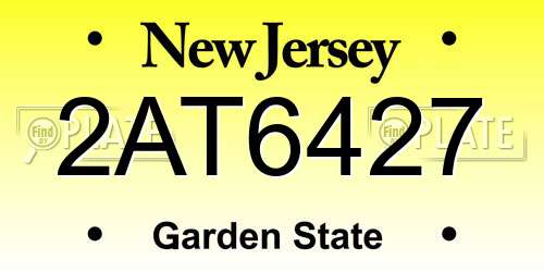2AT6427 New Jersey License Plate