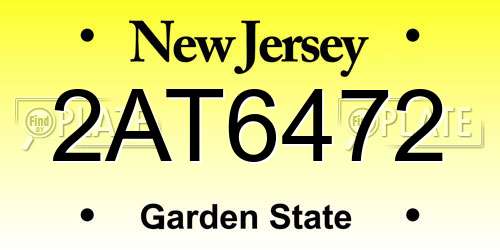 2AT6472 New Jersey License Plate