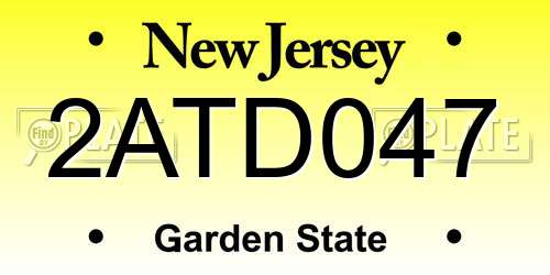 2ATD047 New Jersey License Plate