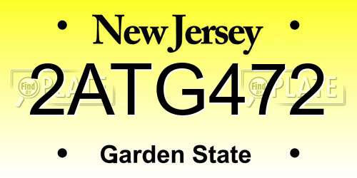 2ATG472 New Jersey License Plate