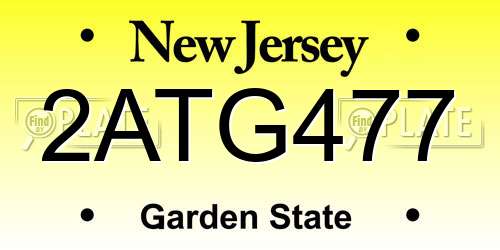 2ATG477 New Jersey License Plate