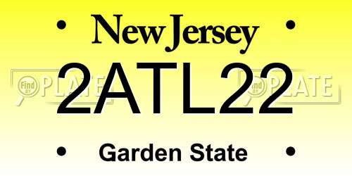 2ATL22 New Jersey License Plate