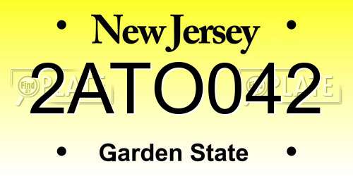 2ATO042 New Jersey License Plate
