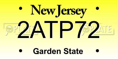 2ATP72 New Jersey License Plate