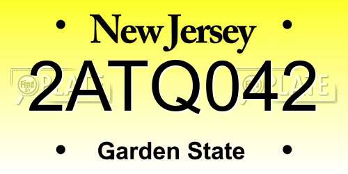 2ATQ042 New Jersey License Plate
