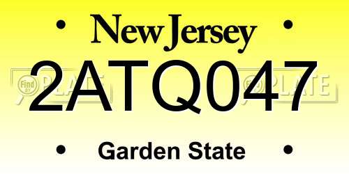 2ATQ047 New Jersey License Plate