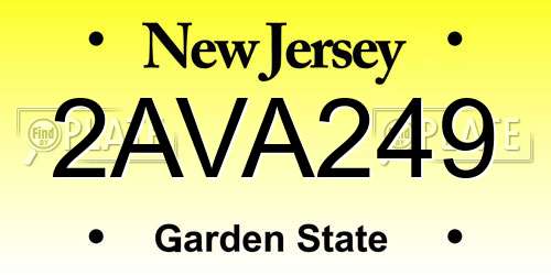 2AVA249 New Jersey License Plate