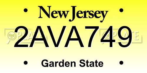 2AVA749 New Jersey License Plate
