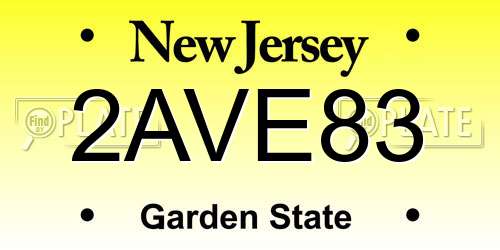 2AVE83 New Jersey License Plate