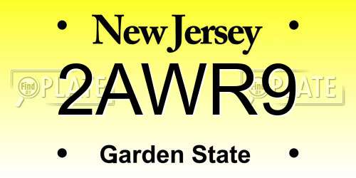2AWR9 New Jersey License Plate