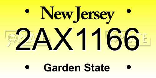 2AX1166 New Jersey License Plate