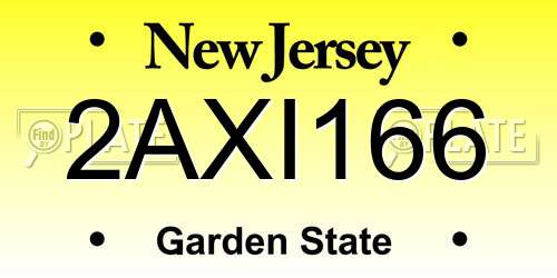 2AXI166 New Jersey License Plate
