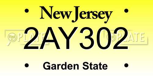 2AY302 New Jersey License Plate