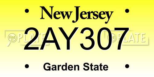 2AY307 New Jersey License Plate