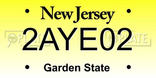 2AYE02 New Jersey License Plate