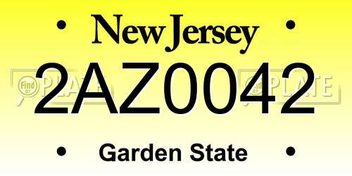 2AZ0042 New Jersey License Plate