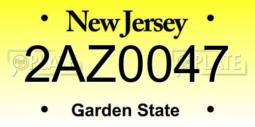 2AZ0047 New Jersey License Plate
