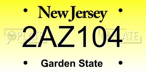 2AZ104 New Jersey License Plate